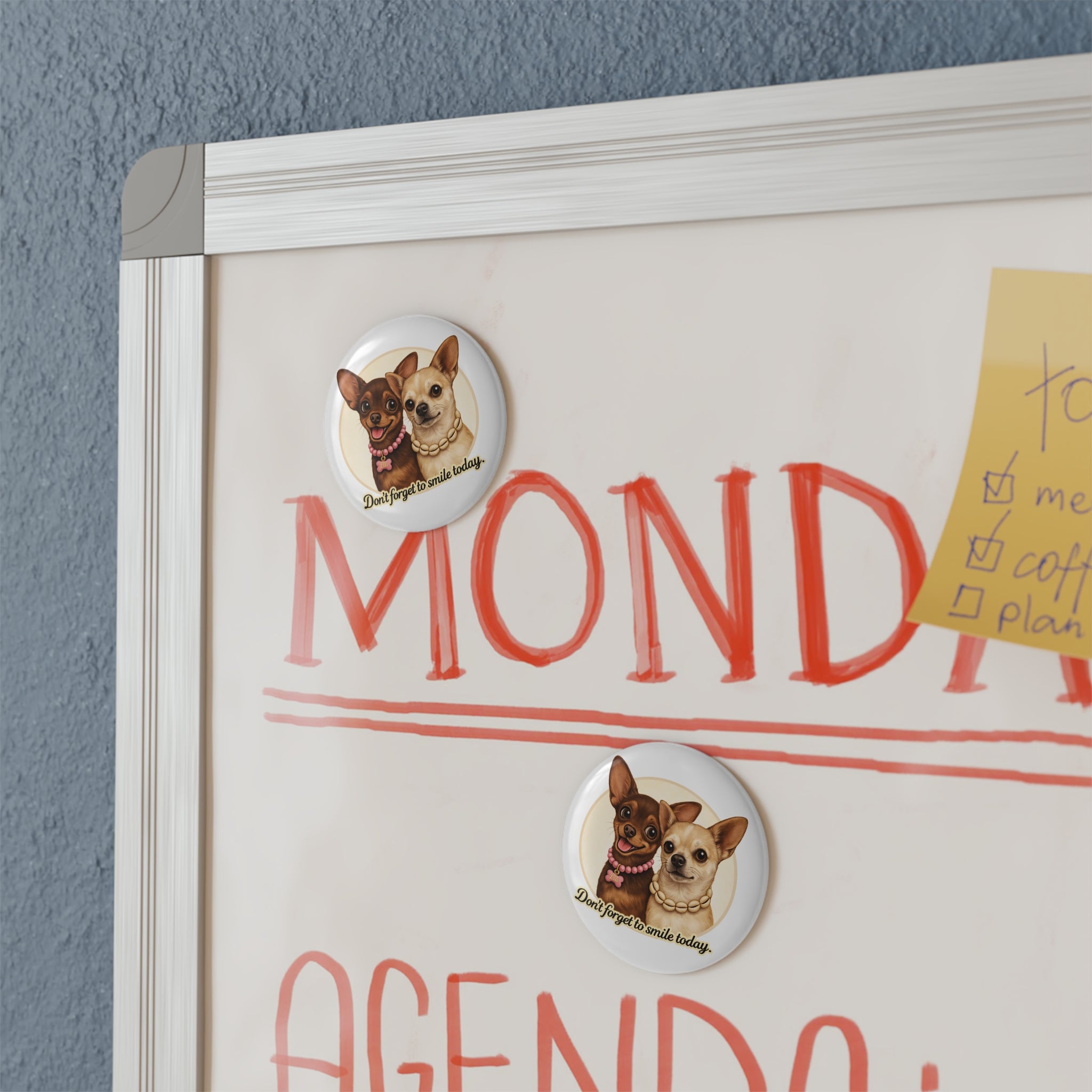 Cute Chihuahua Magnet 🐾 | Lili & Junior – “Don’t forget to smile” Dog Fridge Magnet