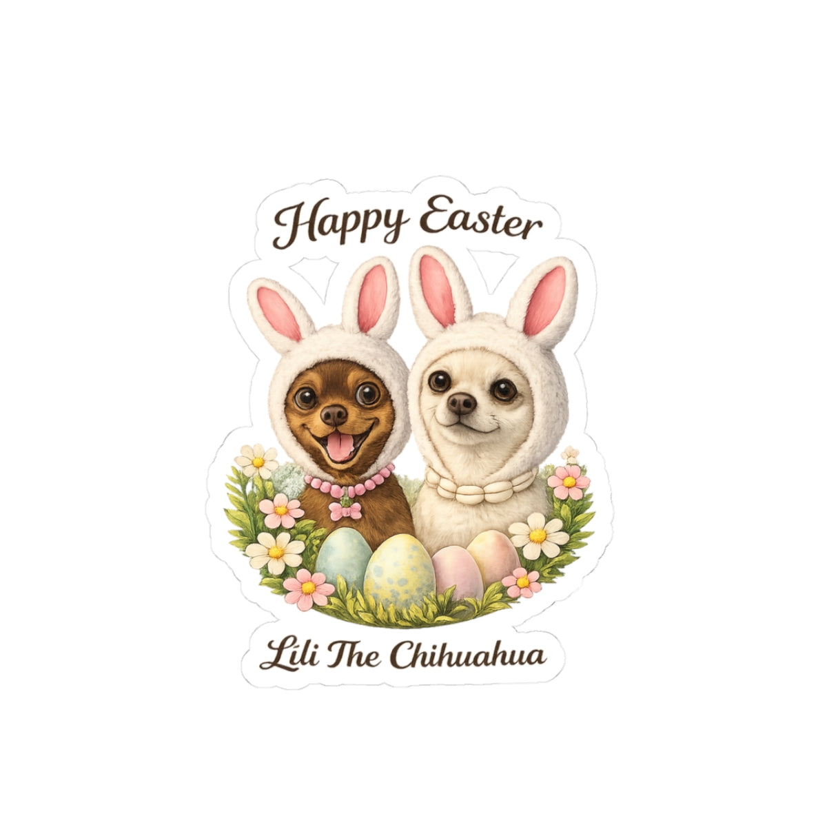 Easter Chihuahua Sticker 🐰🐾 | Lili The Chihuahua – Cute Bunny Dog Decal